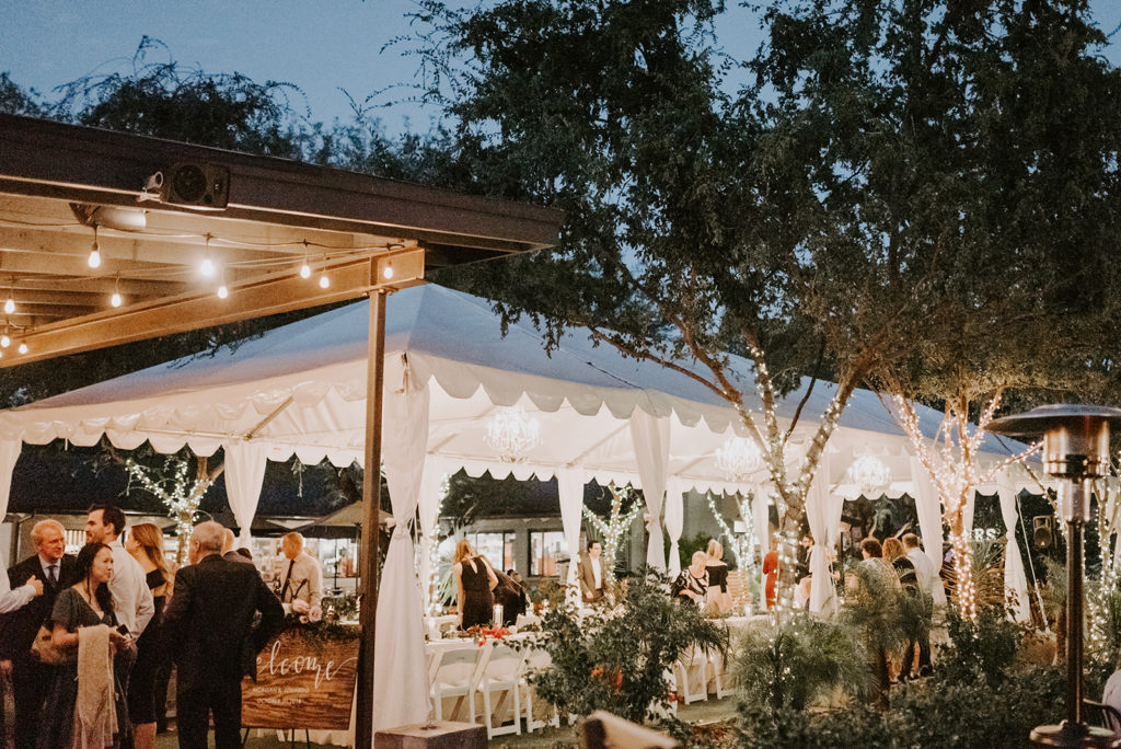 Intimate North Central Phoenix wedding of a beautiful church ceremony followed by a reception at The Orchard. Floral of red, blush, and greenery by Array Design, Phoenix, Arizona. Photographer: Nhiya Kaye Photo