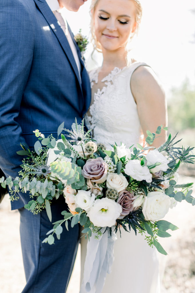 Garden style wedding bridal bouquet of pinks, white, mauve, and greenery by Array Design, Phoenix, Arizona. Photographer: Ryann Linsdey