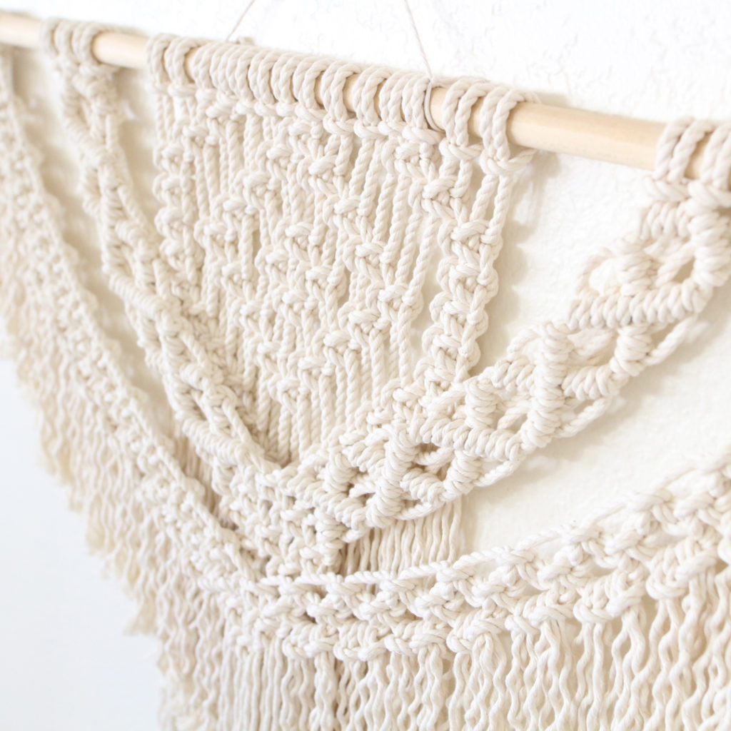 Macrame wall hanging piece from workshop at Sunshine Craft Co in Phoenix, Arizona.