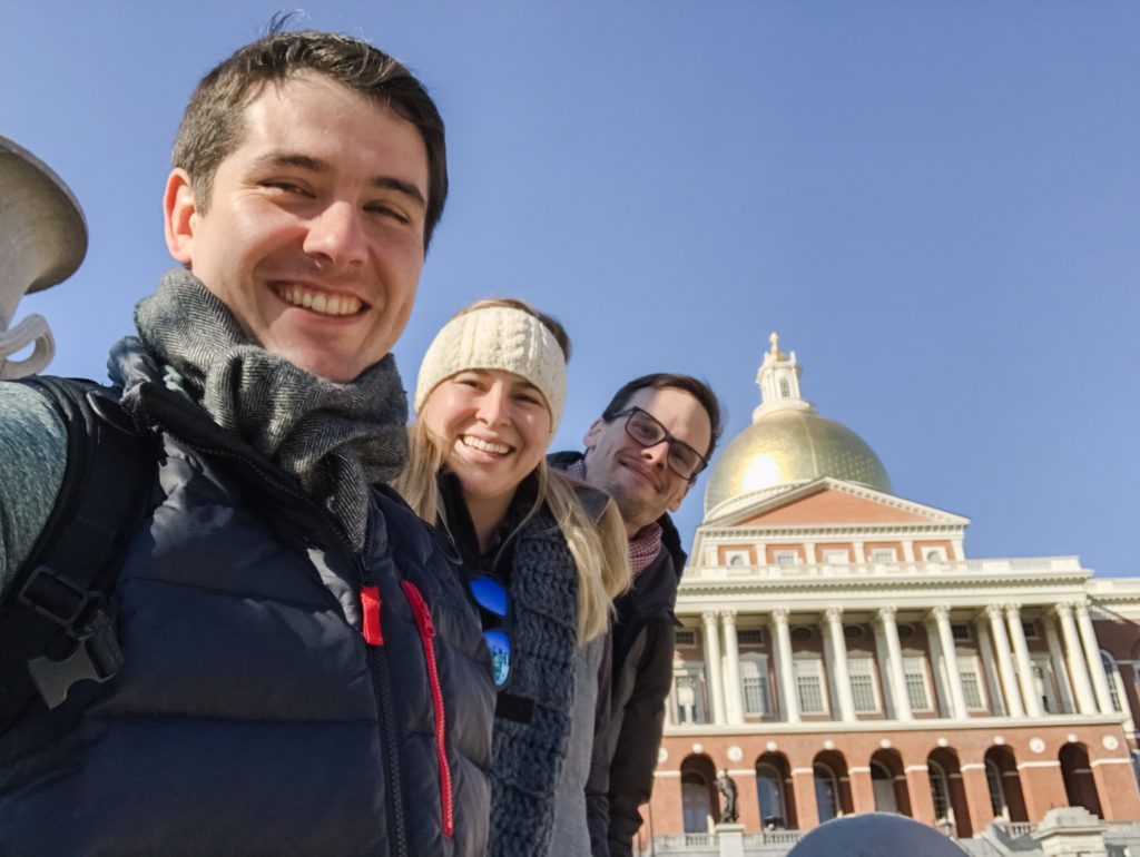 A Winter Boston Visit, on the Freedom Trail at the Massachusetts State House. Allison of Array Design.