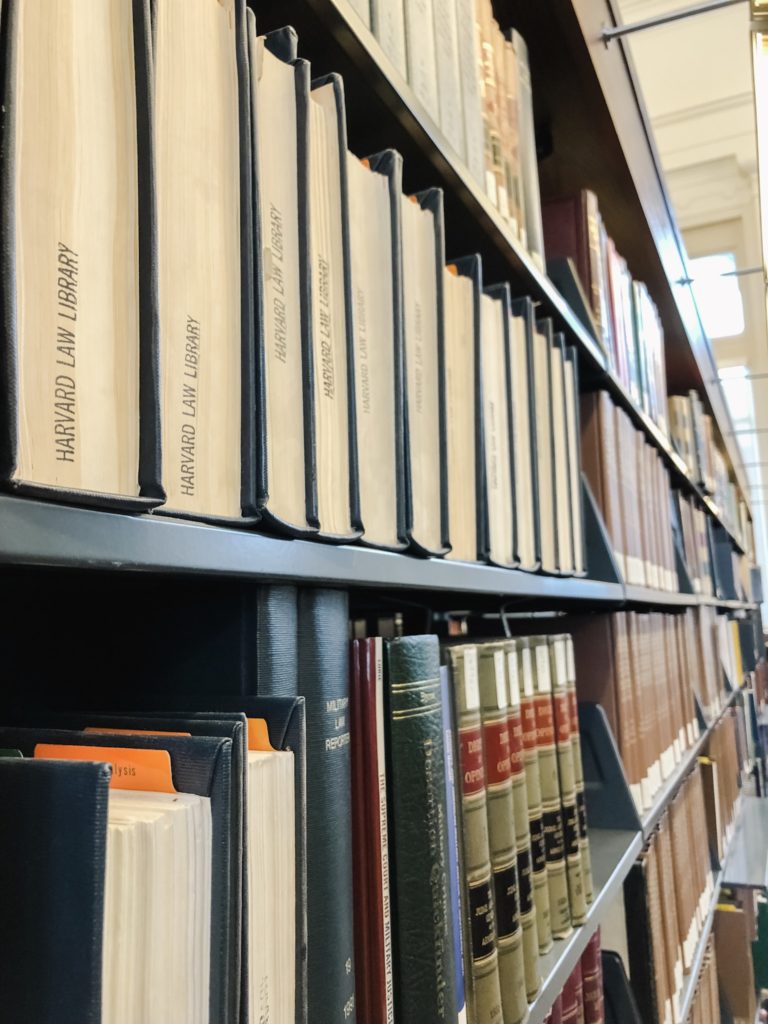 Harvard Law Library stacks.