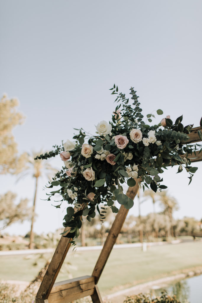 Arch floral installation of soft palette floral at a romantic and whimsical styled wedding. Floral by Array Design, Phoenix, Arizona. Photographer: @alexandraloraine