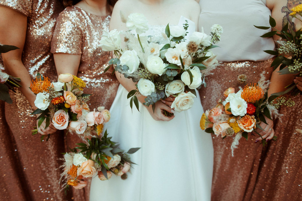 Bridals and bridesmaid bouquets.