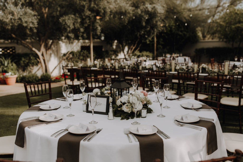 El Chorro wedding reception tables set.