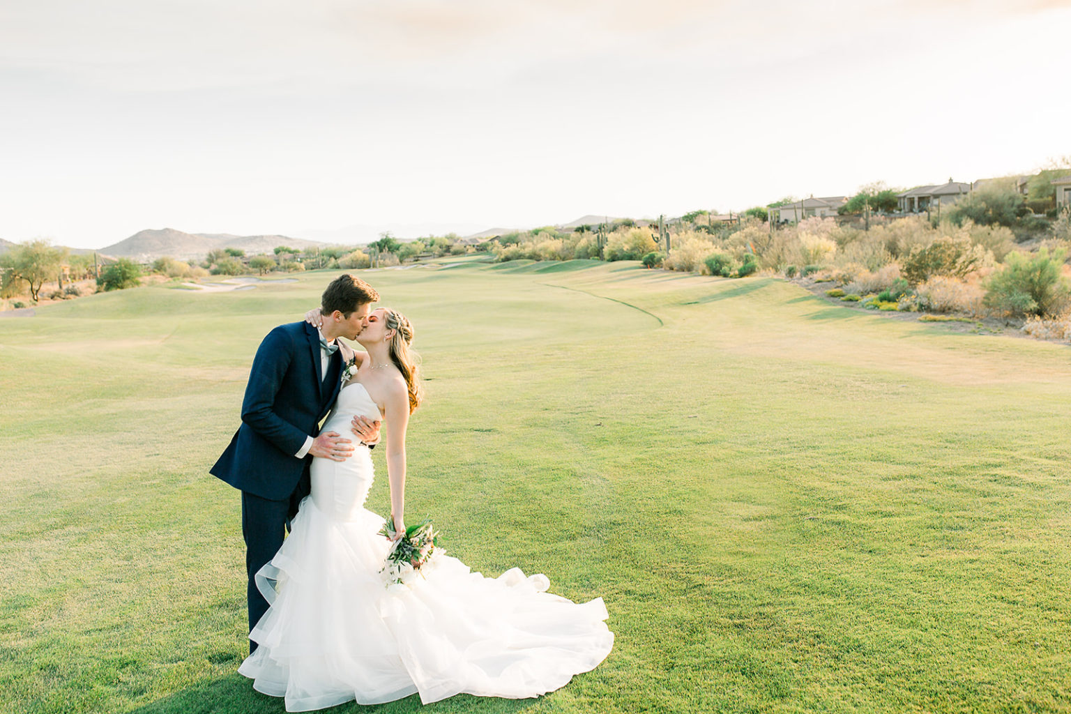 Tropical Neutral and Blues Arizona Wedding
