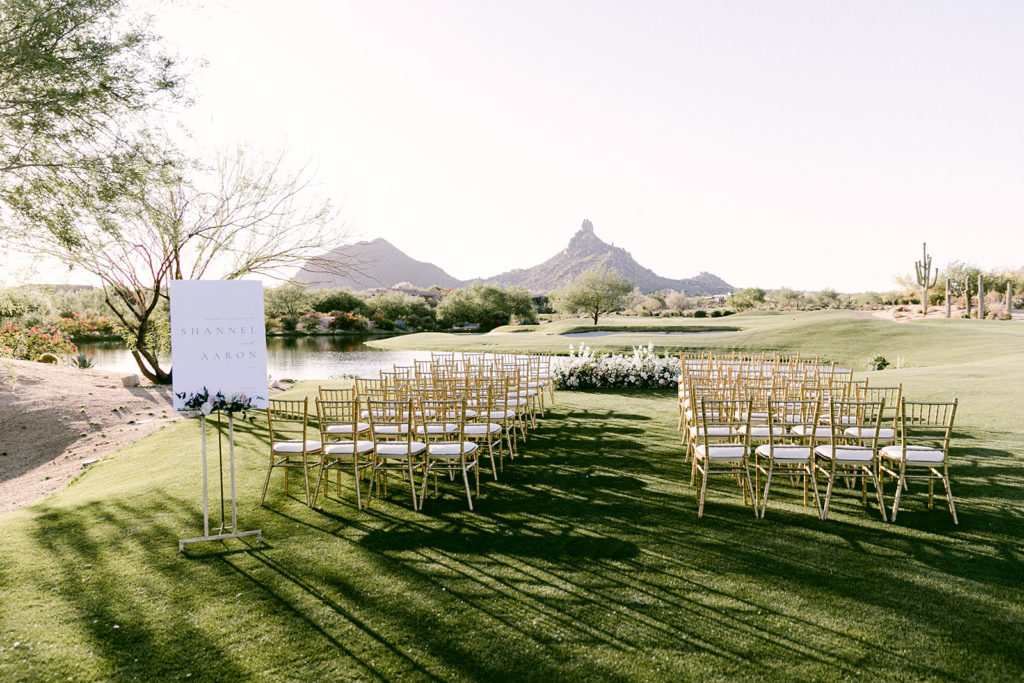 Outdoor wedding reception at Troon Country Club.