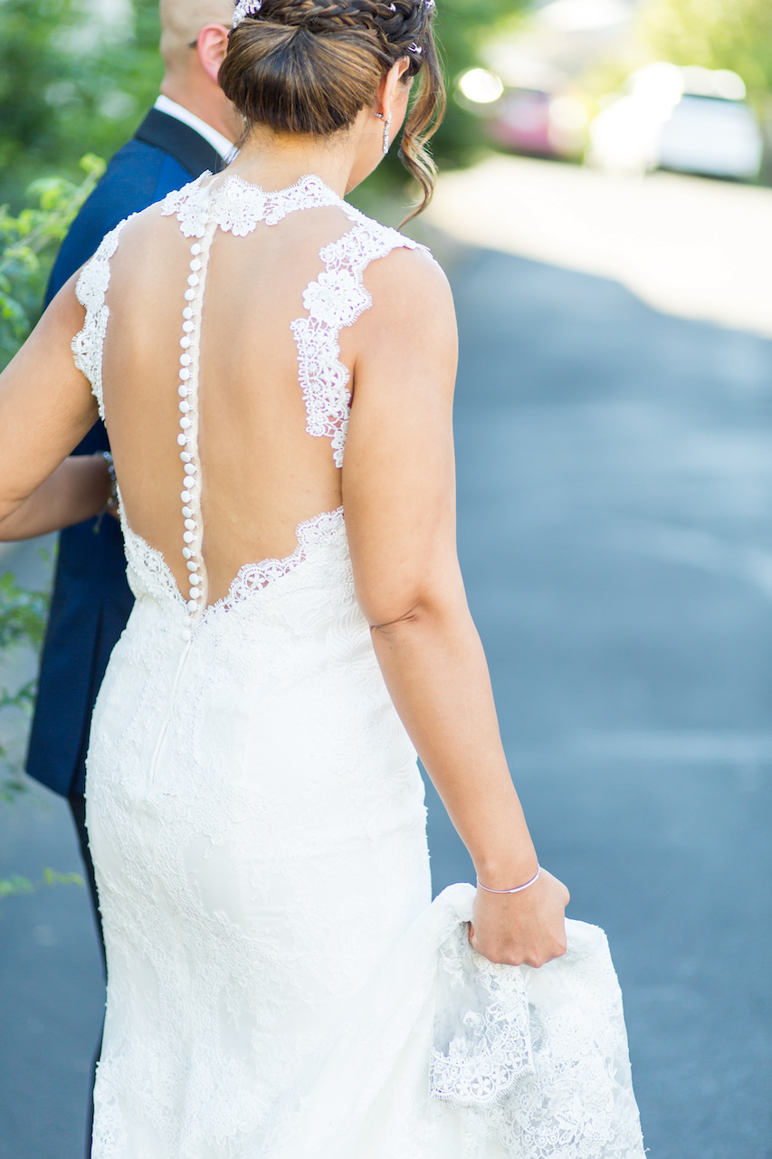 Back of wedding gown details.