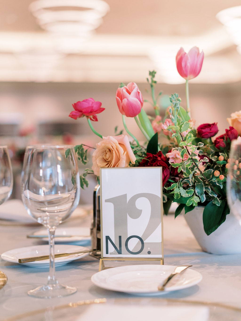 Table number and wedding reception centerpiece.