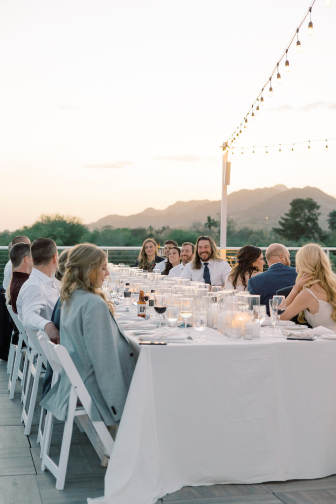 Mountain Shadows outdoor wedding reception with long table.
