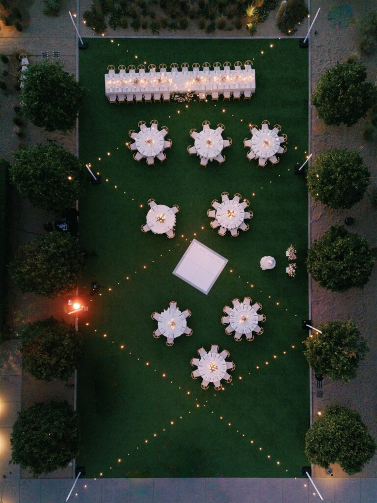 Andaz resort wedding reception overhead photograph.