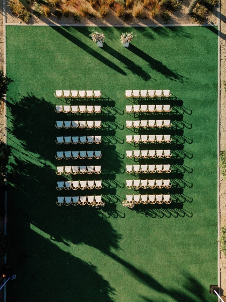 Overhead photograph of outdoor wedding ceremony at Andaz resort.