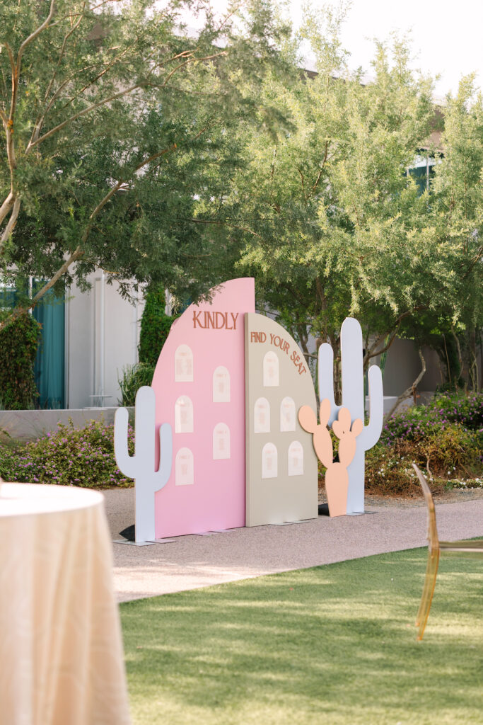 Custom desert themes wedding escort sign.